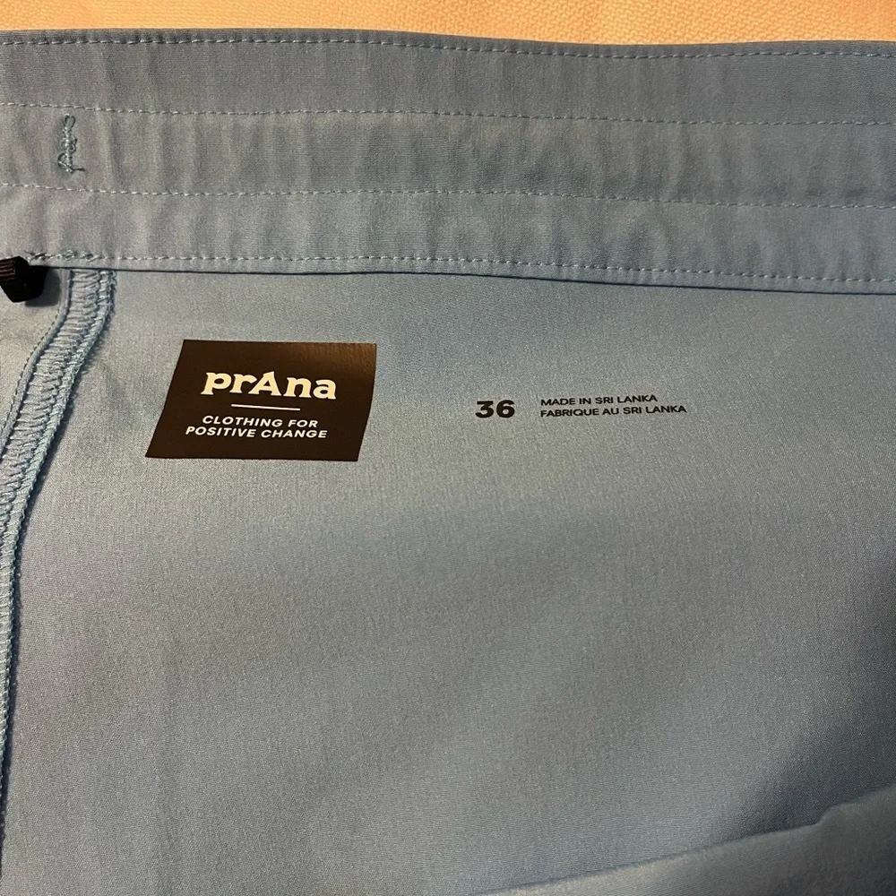 Mens Prana Riveter Shorts 36 X 9 Performance Water Boardshort Swim Blue UV 50+